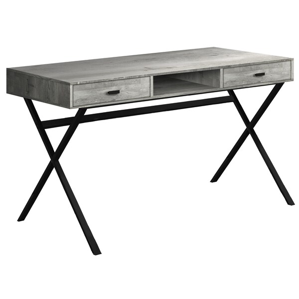 Computer Desk, Home Office, Laptop, Storage Drawers, 48"L, Work, Metal, Laminate, Grey, Black